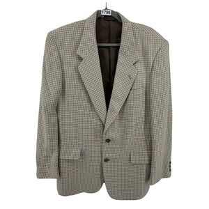 Rothman of California Blazer Mens 42R Tan‎ Brown Houndstooth Silk Blend Vintage